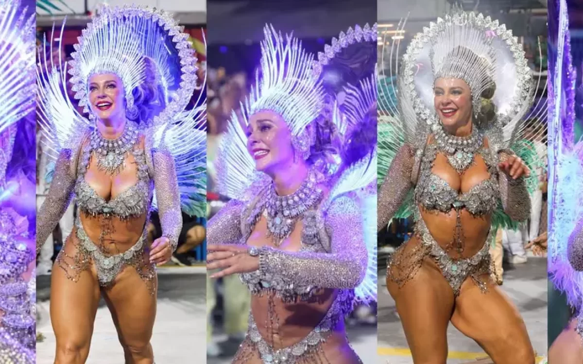 Paolla Oliveira brilha na Sapucaí em sua despedida como rainha da Grande Rio