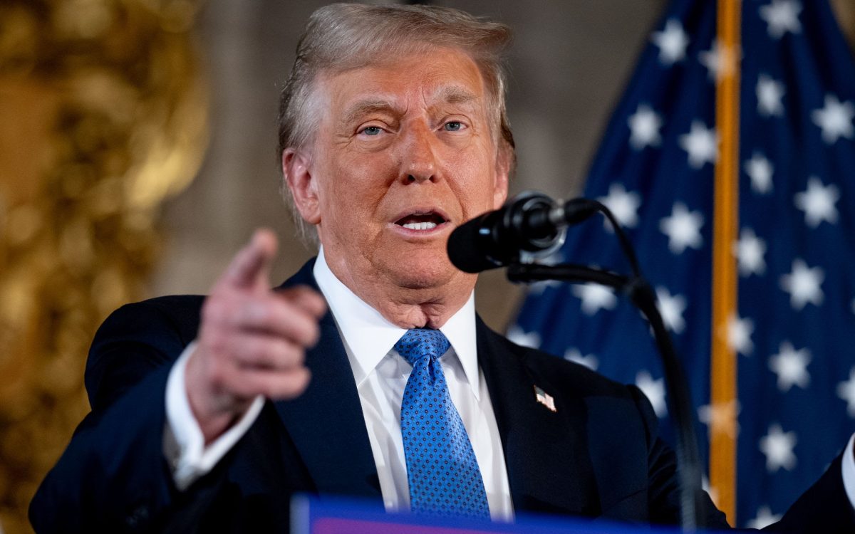 PALM BEACH, FLORIDA - DECEMBER 16: U.S. President-elect Donald Trump speaks at a news conference at Trump's Mar-a-Lago resort on December 16, 2024 in Palm Beach, Florida. In a news conference that went over an hour, Trump announced that SoftBank will invest over $100 billion in projects in the United States including 100,000 artificial intelligence related jobs and then took questions on Syria, Israel, Ukraine, the economy, cabinet picks, and many other topics. (Photo by Andrew Harnik/Getty Images)